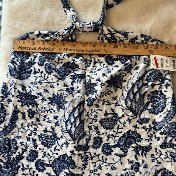 New! INC International Concepts Maxi Dress Blue Batik Pockets Halter Size Small - Picture 9 of 11